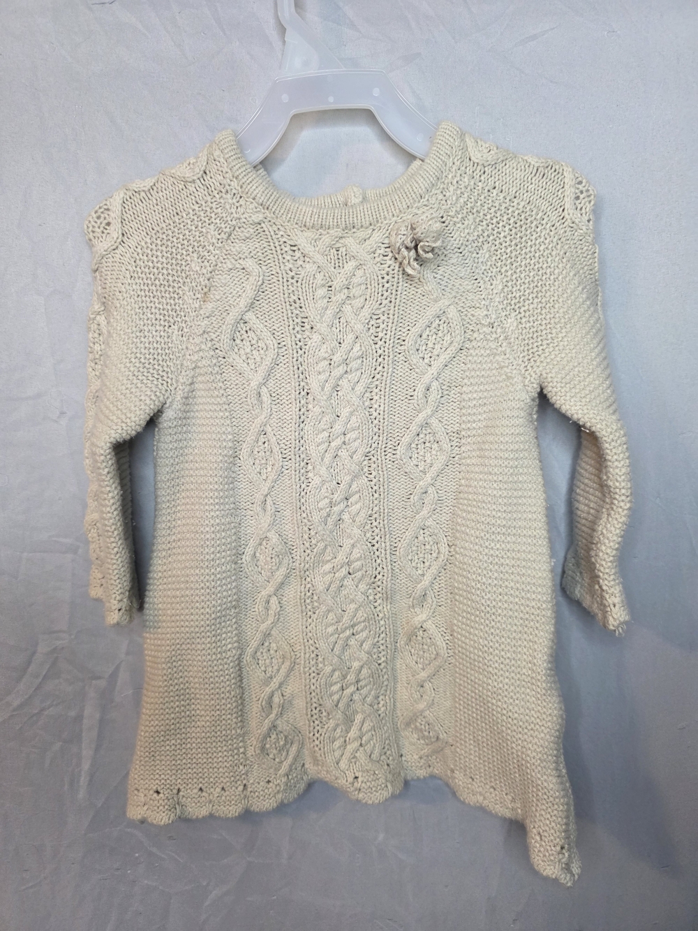 cupcakes & cashmere Cream Cable Knit Kids Dress